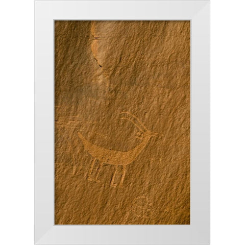 Utah, Monument Valley Petroglyphs on stone wall White Modern Wood Framed Art Print by Rotenberg, Nancy
