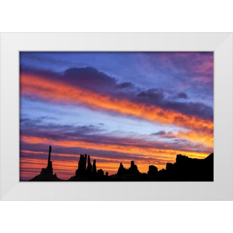 UT, Monument Valley The Totem Poles formations White Modern Wood Framed Art Print by OBrien, Jay