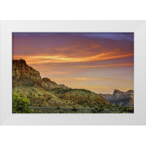 USA, Utah, Zion NP Mountain landscape White Modern Wood Framed Art Print by OBrien, Jay