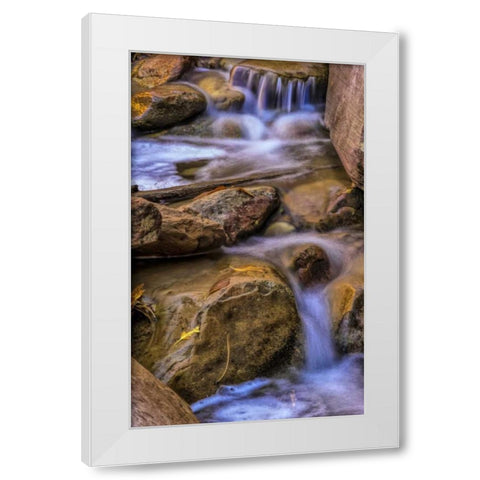 USA, Utah, Zion NP Rocks in stream White Modern Wood Framed Art Print by OBrien, Jay