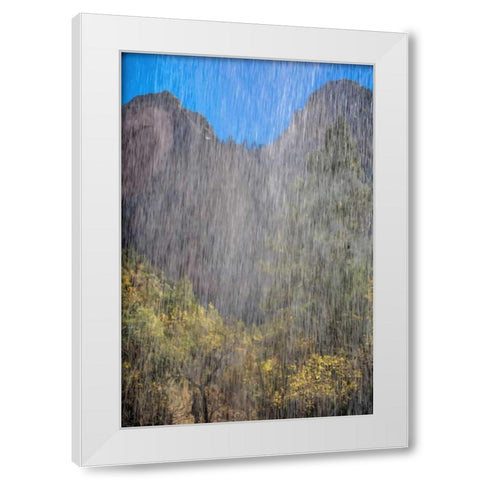 USA, Utah, Zion NP Waterfall scenic White Modern Wood Framed Art Print by OBrien, Jay