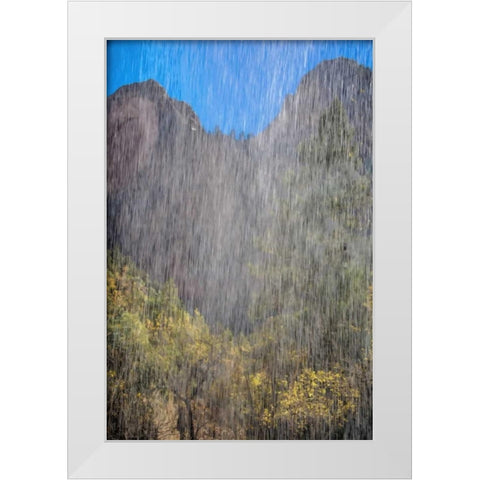 USA, Utah, Zion NP Waterfall scenic White Modern Wood Framed Art Print by OBrien, Jay
