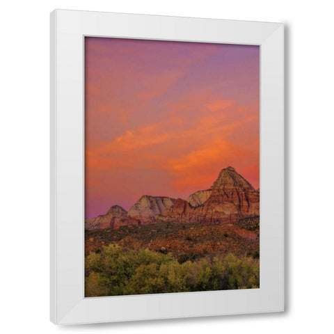 USA, Utah, Zion NP Mountain landscape White Modern Wood Framed Art Print by OBrien, Jay