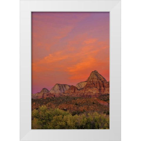 USA, Utah, Zion NP Mountain landscape White Modern Wood Framed Art Print by OBrien, Jay
