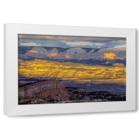 Utah, Bryce Canyon Sunrise contrasts on canyon White Modern Wood Framed Art Print by OBrien, Jay