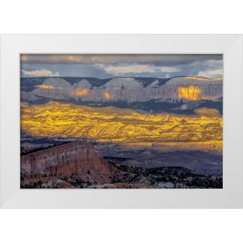 Utah, Bryce Canyon Sunrise contrasts on canyon White Modern Wood Framed Art Print by OBrien, Jay