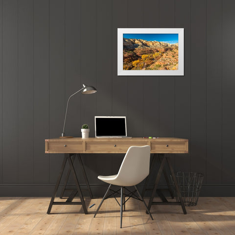 USA- Utah- Grand Staircase Escalante National Monument. Calf Creek Canyon White Modern Wood Framed Art Print by Jaynes Gallery