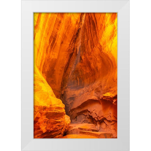 USA- Utah- Grand Staircase Escalante National Monument. Escalante River Basin rock formation. White Modern Wood Framed Art Print by Jaynes Gallery