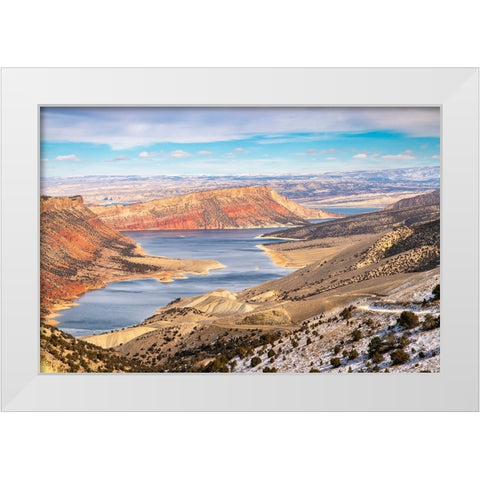 USA- Utah- Flaming Gorge Reservoir. Low water table in the gorge. White Modern Wood Framed Art Print by Jaynes Gallery