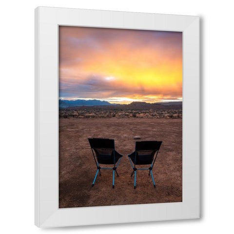 USA-Utah-Virgin Empty chairs facing the sky White Modern Wood Framed Art Print by Davidson, Janell