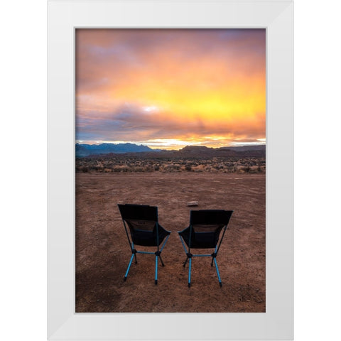 USA-Utah-Virgin Empty chairs facing the sky White Modern Wood Framed Art Print by Davidson, Janell