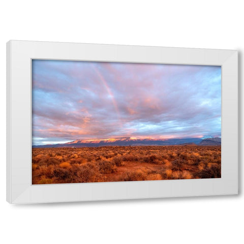 USA-Utah-Virgin Camper during sunset White Modern Wood Framed Art Print by Davidson, Janell