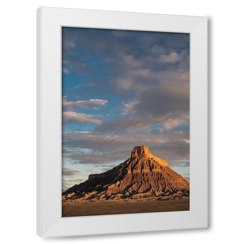 Utah Early morning clouds at Factory Butte-Upper Blue Hills White Modern Wood Framed Art Print by Zimmerman, Judith