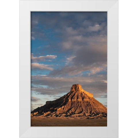 Utah Early morning clouds at Factory Butte-Upper Blue Hills White Modern Wood Framed Art Print by Zimmerman, Judith