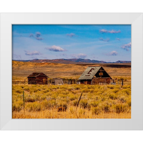 USA-Utah-old wooden barn and shed along highway 39 west of Woodruff White Modern Wood Framed Art Print by Gulin, Sylvia