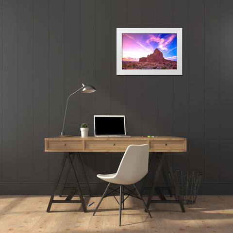 Arches National Park evening light-USA-Utah White Modern Wood Framed Art Print by Eggers, Terry