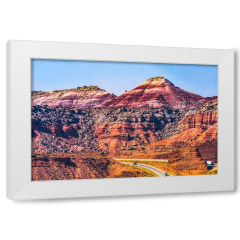 Colorful Red Canyon-Castle Valley-I-70 Highway-Utah White Modern Wood Framed Art Print by Perry, William