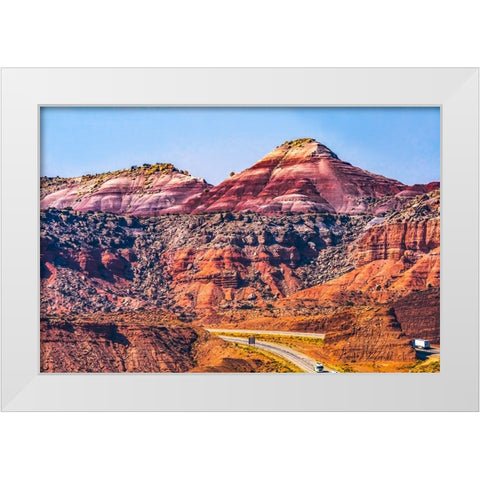 Colorful Red Canyon-Castle Valley-I-70 Highway-Utah White Modern Wood Framed Art Print by Perry, William