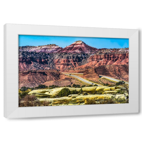 Colorful Red Canyon-Castle Valley-I-70 Highway-Utah White Modern Wood Framed Art Print by Perry, William