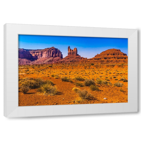 Colorful Sitting Hen Butte rock formation-Monument Valley-Utah White Modern Wood Framed Art Print by Perry, William