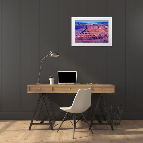Red Rock Canyons Overlook- Canyonlands National Park- Moab- Utah. Green Canyon. White Modern Wood Framed Art Print by Perry, William