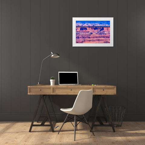 Red Rock Canyons Overlook- Canyonlands National Park- Moab- Utah. Green Canyon. White Modern Wood Framed Art Print by Perry, William