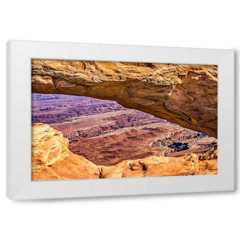 Mesa Arch- Red Rock Canyons- Canyonlands National Park- Moab- Utah. White Modern Wood Framed Art Print by Perry, William