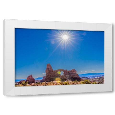 Turret Arch- Windows Section- Arches National Park- Moab- Utah. White Modern Wood Framed Art Print by Perry, William