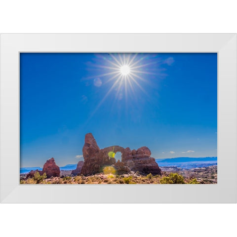 Turret Arch- Windows Section- Arches National Park- Moab- Utah. White Modern Wood Framed Art Print by Perry, William
