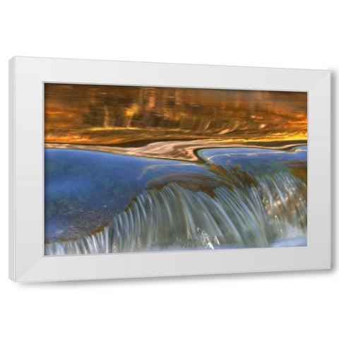 Vermont Autumn reflections on cascade in stream White Modern Wood Framed Art Print by Clemons, Kathleen