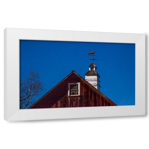 USA-New England-Vermont weather vane on top of wooden barn topped with horse White Modern Wood Framed Art Print by Gulin, Sylvia