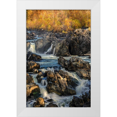 Virginia, Great Falls Rapids on Potomac River White Modern Wood Framed Art Print by OBrien, Jay