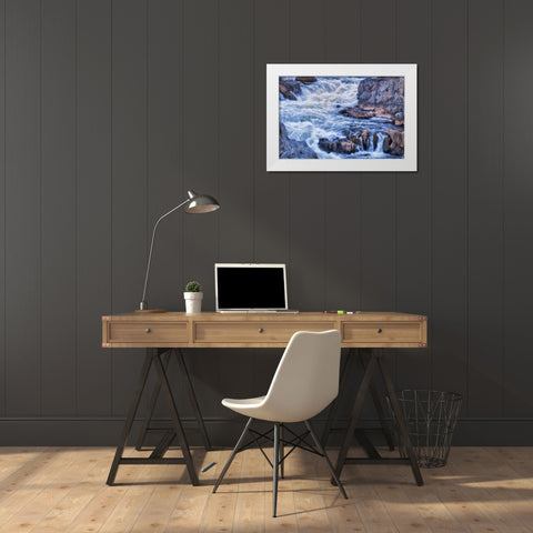 Virginia, Great Falls Rapids on Potomac River White Modern Wood Framed Art Print by OBrien, Jay