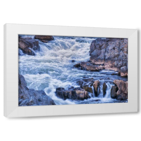 Virginia, Great Falls Rapids on Potomac River White Modern Wood Framed Art Print by OBrien, Jay