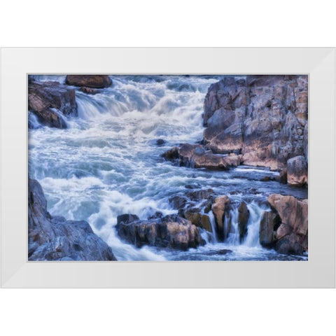 Virginia, Great Falls Rapids on Potomac River White Modern Wood Framed Art Print by OBrien, Jay