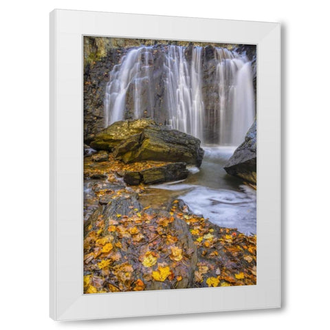 Virginia, McLean Waterfall in Great Falls SP White Modern Wood Framed Art Print by OBrien, Jay