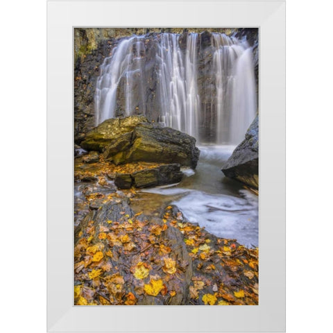 Virginia, McLean Waterfall in Great Falls SP White Modern Wood Framed Art Print by OBrien, Jay