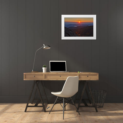 USA-Virginia-Shenandoah National Park-Sunrise along Skyline Drive in the Fall White Modern Wood Framed Art Print by Looney, Hollice