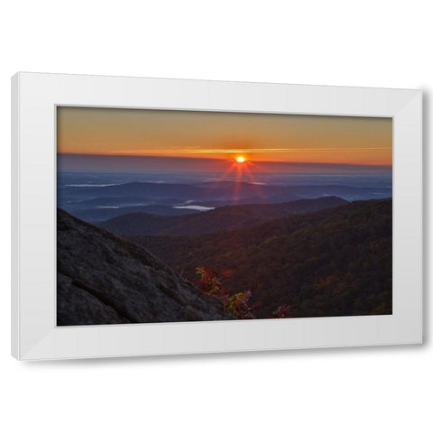 USA-Virginia-Shenandoah National Park-Sunrise along Skyline Drive in the Fall White Modern Wood Framed Art Print by Looney, Hollice
