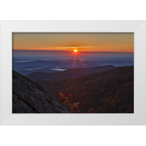 USA-Virginia-Shenandoah National Park-Sunrise along Skyline Drive in the Fall White Modern Wood Framed Art Print by Looney, Hollice
