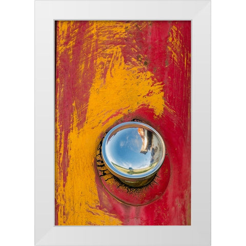 Gas cap on old abandoned truck-Palouse region of eastern Washington State White Modern Wood Framed Art Print by Jones, Adam