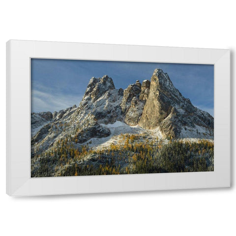 Liberty Bell Mountain and Early Winters Spires seen from Washington State Pass Overlook White Modern Wood Framed Art Print by Majchrowicz, Alan