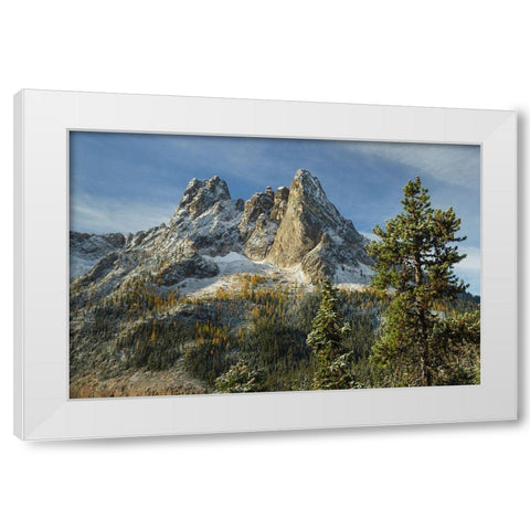 Liberty Bell Mountain and Early Winters Spires seen from Washington State Pass Overlook White Modern Wood Framed Art Print by Majchrowicz, Alan