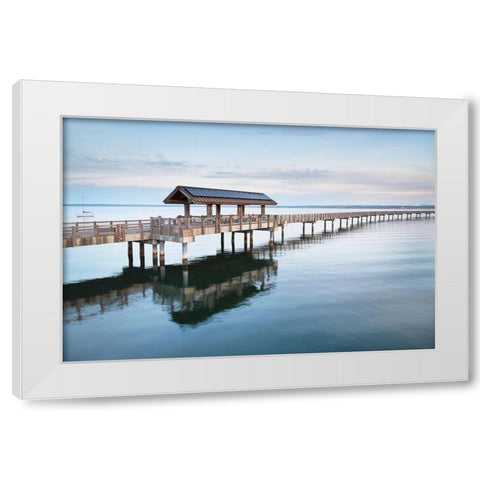 Boulevard Park Boardwalk-Taylor Dock on Bellingham Bay-Bellingham White Modern Wood Framed Art Print by Majchrowicz, Alan