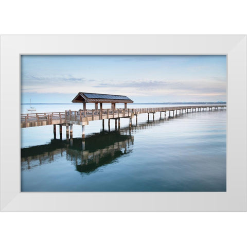 Boulevard Park Boardwalk-Taylor Dock on Bellingham Bay-Bellingham White Modern Wood Framed Art Print by Majchrowicz, Alan