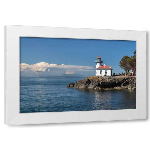 Lime Kiln Lighthouse-Lime Kiln Point State Park-San Juan Island-Washington State White Modern Wood Framed Art Print by Majchrowicz, Alan