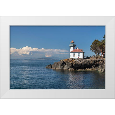 Lime Kiln Lighthouse-Lime Kiln Point State Park-San Juan Island-Washington State White Modern Wood Framed Art Print by Majchrowicz, Alan