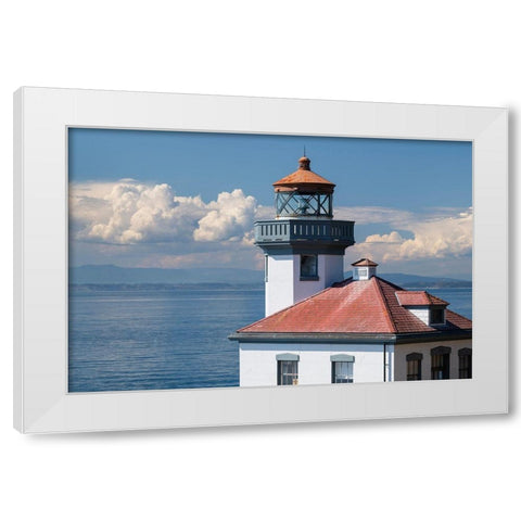 Lime Kiln Lighthouse-Lime Kiln Point State Park-San Juan Island-Washington State White Modern Wood Framed Art Print by Majchrowicz, Alan