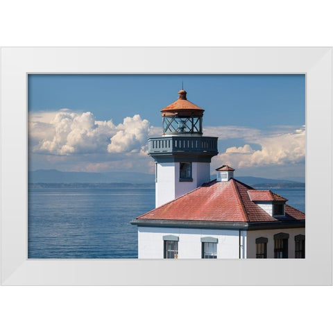 Lime Kiln Lighthouse-Lime Kiln Point State Park-San Juan Island-Washington State White Modern Wood Framed Art Print by Majchrowicz, Alan