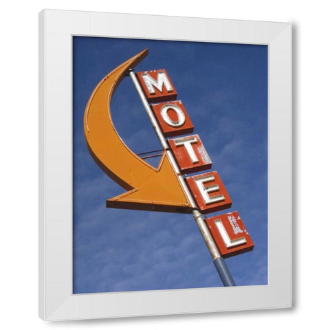 Washington, Cle Elum Detail of plain motel sign White Modern Wood Framed Art Print by Ross, Nancy ,  Steve